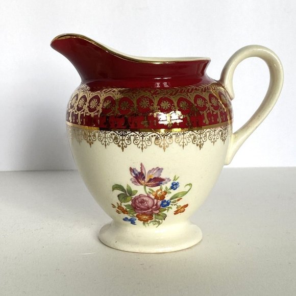 Steubenville Creamer Sugar No1259 Vintage 22-Karat Gold 1930s Floral Design US - Picture 2 of 16